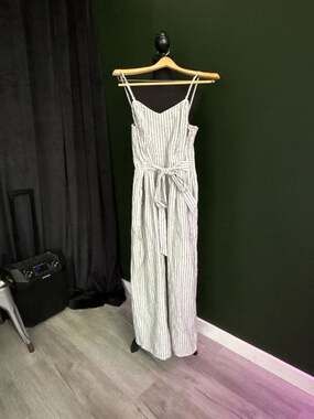 American Eagle Striped Wide Leg Tie-Waist Jumpsuit Size XL